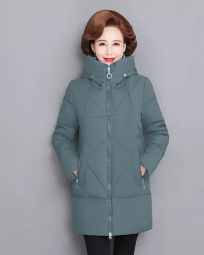 Hooded Thick Down Jacket Female 2023 New Middle Aged Mother Cotton Winter Coat Grandmother Wear Plus Size Long Parka Women 6XL