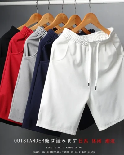 Men's Summer Beach Pants Mesh Sports Joggers Casual Running Shorts Elastic Waist Solid Color Short Pants Sweatpant Dropshipping