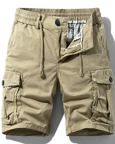 Men Summer New Brand Cotton Cargo Shorts Mens Classic Casual Multi-pocket Tactical Shorts Pants Elastic waist Jogger Shotrs Male