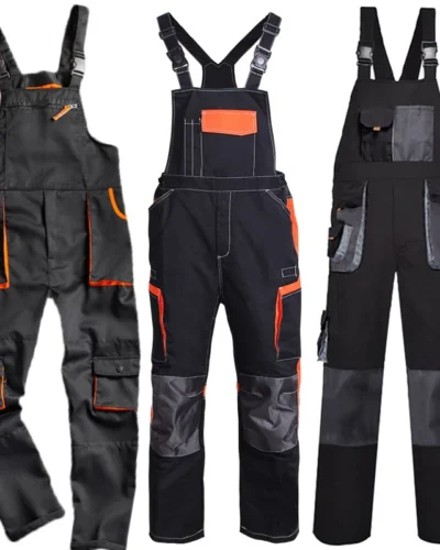 Bib Overall Casual Worker Clothing Plus Size Sleeveless Bib Pants Protective Coverall Strap Jumpsuits Fly Pockets Uniforms S-4XL
