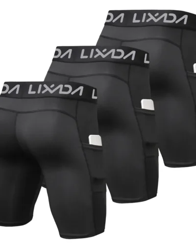 Lixada 3 Pack Men Sports Shorts Active Workout Underwear with Pocket