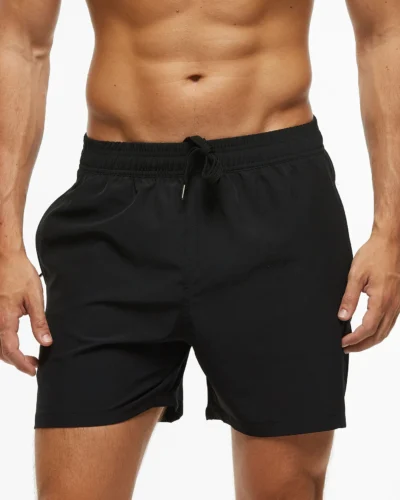Summer  Men's Swim Trunks  Beach Shorts Elastic Closure Quick Dry Short Pants With Zipper Pockets