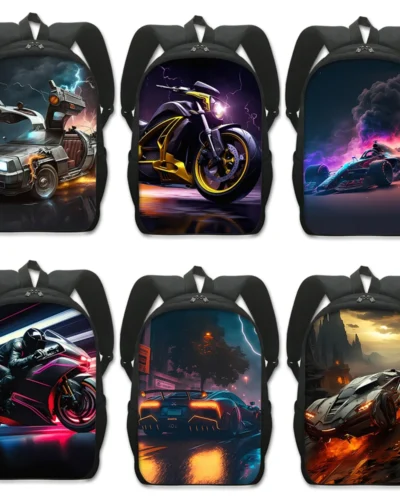 Racing Car / Motorcycle Backpack Women Men Rucksack Punk Motorbike Travel Bag Children School Bags Teenager Daypack Laptop Bag