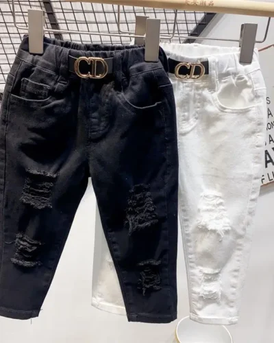 Kids Boys Jeans Pants Spring and Autumn Soft Children Baby Elastic Waist Cartoon Cotton Denim Pants for Boys 30