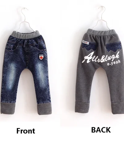 Boys Girls Jeans Kids Cotton Casual Pants Fashion Letter Printed 2022 Spring Autumn Denim Trousers 4-8Year Children's Clothes