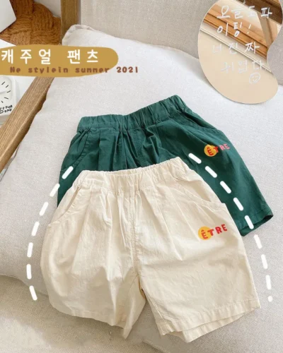 Baby Summer Shorts Classic All-Matching Cotton Thin Pocket Print Toddler Boys Fifth Pants Simple Solid Kids Boys Shorts
