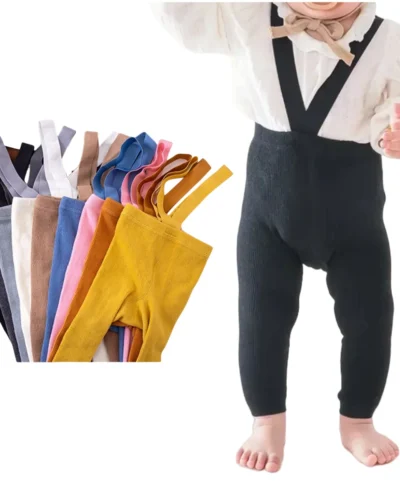 Newborn Suspender Tights Baby Girl Ribbed Leggings Suspender Pants Overalls Knit Tights Pantyhose Socks Warm Stockings