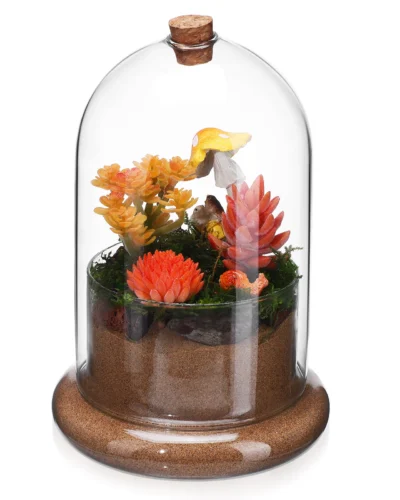 1PCS Clear Dome Glass Terrarium Moss Eternal Flower Vase Ecosystem Jar Succulent Planter Micro Landscape Container Home Office
