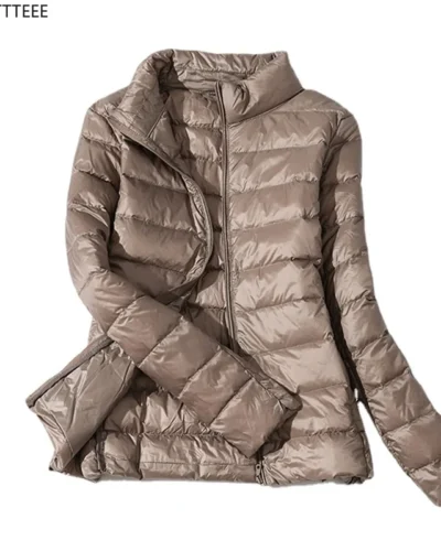 2023 New Autumn Winter Women Warm Jacket Thin Duck Down Coat Super Light Women Casual Stand Collar Down Coat