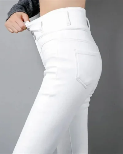 Ankle-length Stretch Vaqueros New High Waist Button Fly White Pencil Jeans Women Black Big Size 5XL Skinny Denim Leggings Pants