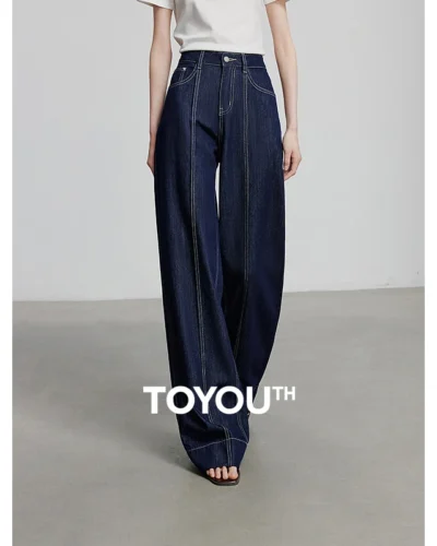 TOYOUTH Women Denim Jean 2025 Spring New Long Pants P8518061