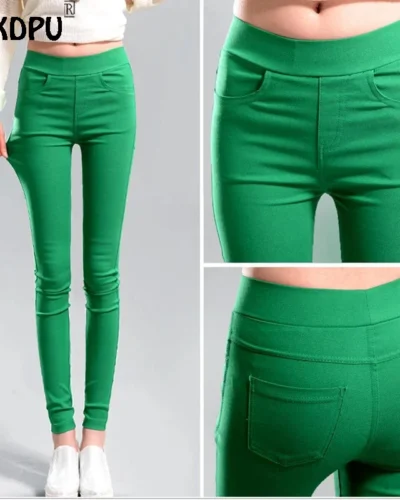 Candy Colors Skinny Stretch Pants Casual Pencil Pantalones Women High Waist Capris Spring Summer Pencil Trousers Basic Leggings