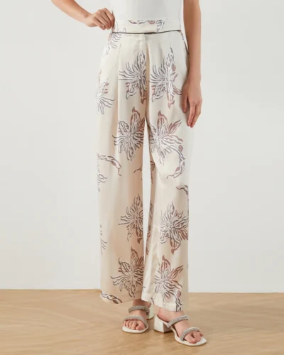 K1449W High Waist Wide Leg Pants Women Luxury Drawstring Casual Clothes Pants For Ladies Wide Leg Trousers For Women