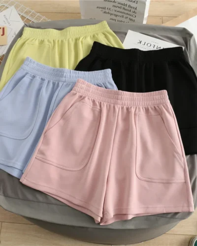 Women's Y2K Summer High Waist Shorts Loose Pocket Sport Bottoms Fashion Casual Bright Color Short Pants Girls Homewear Freeship