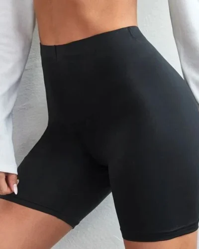 Shorts Women Thin Fitness Casual High Waist Fashion Biker Shorts Summer Slim Knee-Length Bottoms Black Cycling Shorts Streetwear