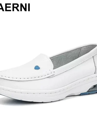 YAERNI Sneakers Women Flats for Women Loafers Casual Slip-On Nurse Shoes For Female Shoes Non-Slip Soft Breathable White Work