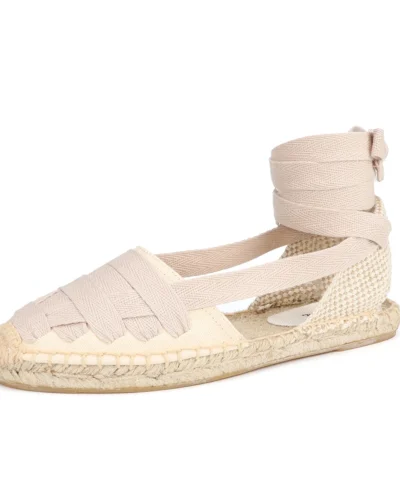 2023 New Summer Fashion Women's Sandals Flat Ankle Strap Breathable Espadrilles Comfortable Shallow Mouth Lady Shoes