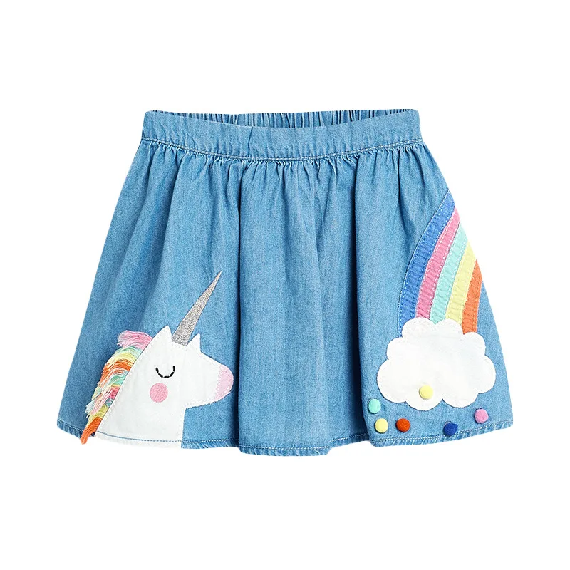 Little maven Baby Girls Summer Dress Unicorn Denim Skirt Lovely Casual Clothes Cotton for Toddler Infant Kids 2 to 7 year - Image 4