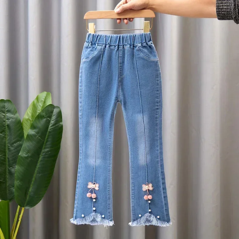Kids Girls Jeans Pants for 2024 New Spring Autumn Long Flared Jeans Children's Pants 4-10Yrs Girls Cowboy Pants Trousers - Image 4