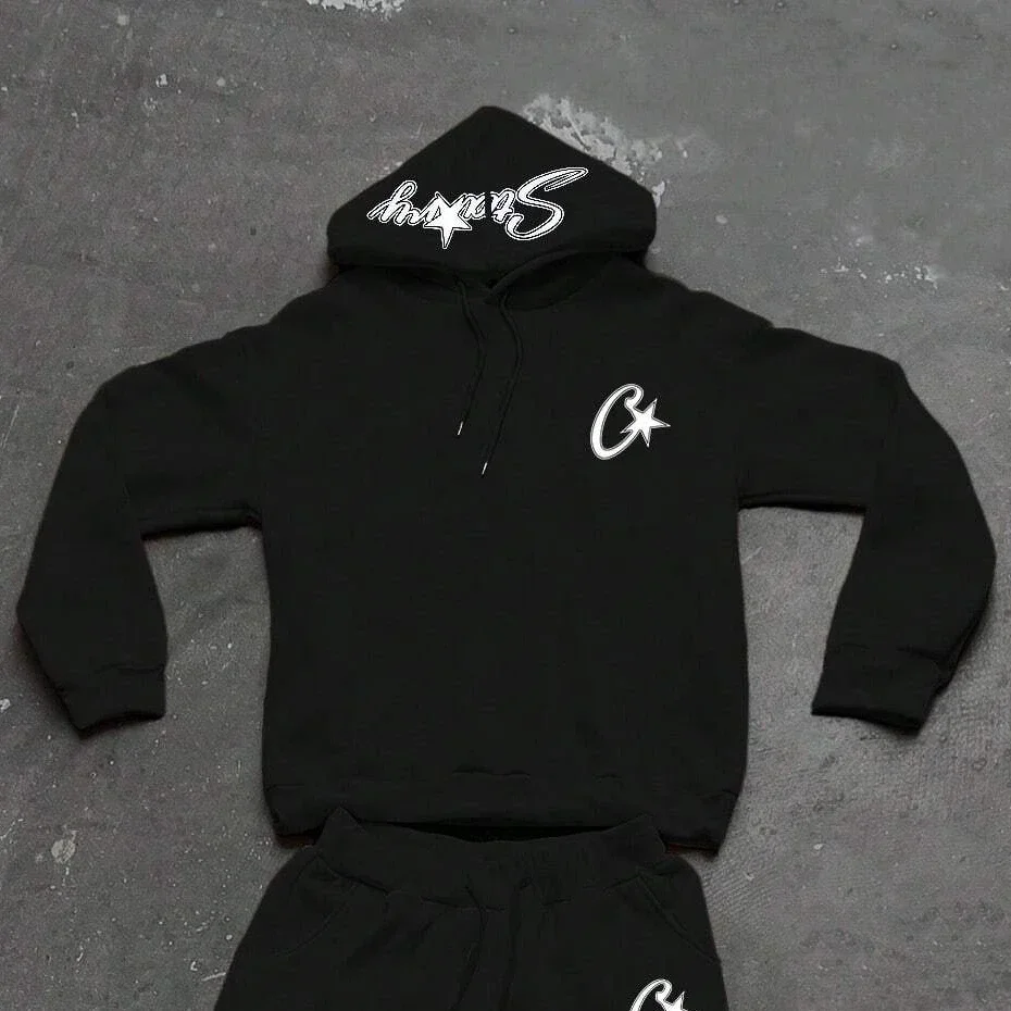 Y2K Unisex White Hoodie and Jogger Set, Casual Sportswear, Comfortable Sweatshirt and Pants, Trendy Outfit for Men and Women - Image 4