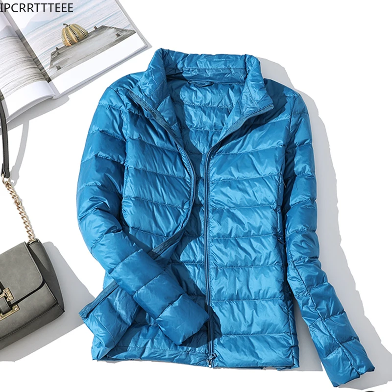 2023 New Autumn Winter Women Warm Jacket Thin Duck Down Coat Super Light Women Casual Stand Collar Down Coat - Image 3