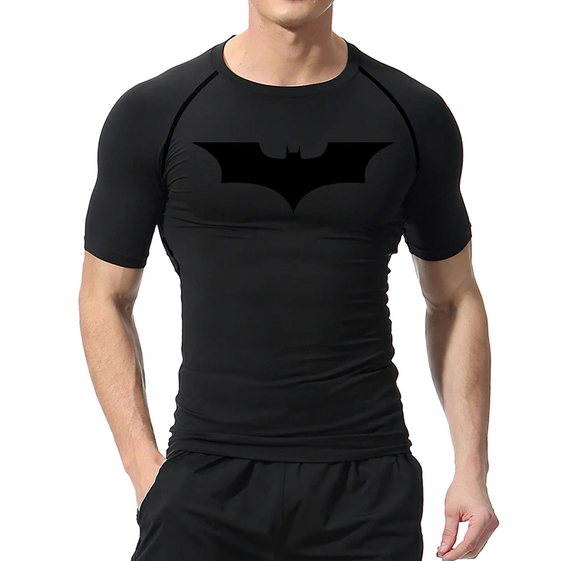 Bat Print Compression Shirts for Men Gym Workout Running Rash Guard Athletic Sport Quick Dry Tshirt Tops Undershirts Baselayers - Image 3