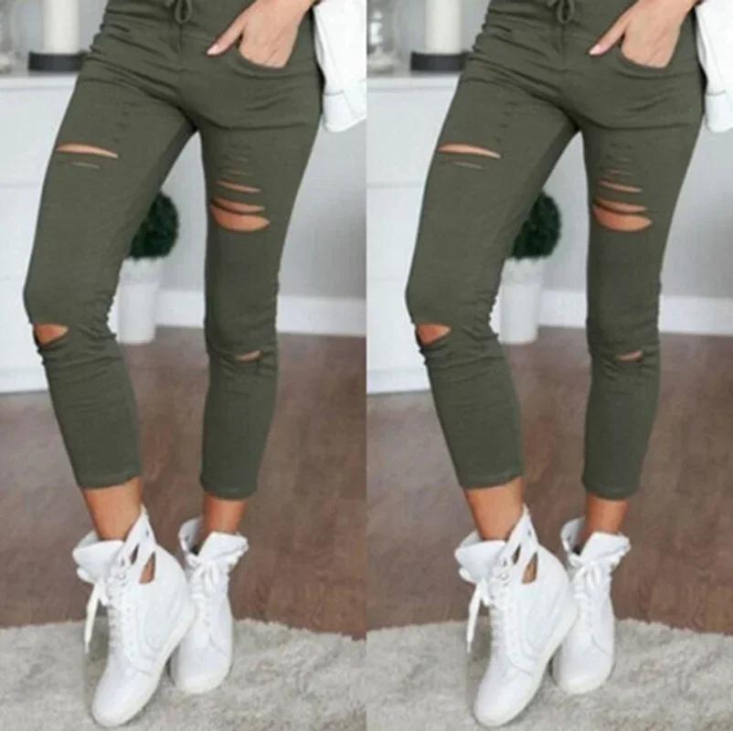 Ripped Jeans for Women Women Big Size Ripped Trousers Stretch Pencil Pants Leggings Women Jeans Woman Jeans - Image 5