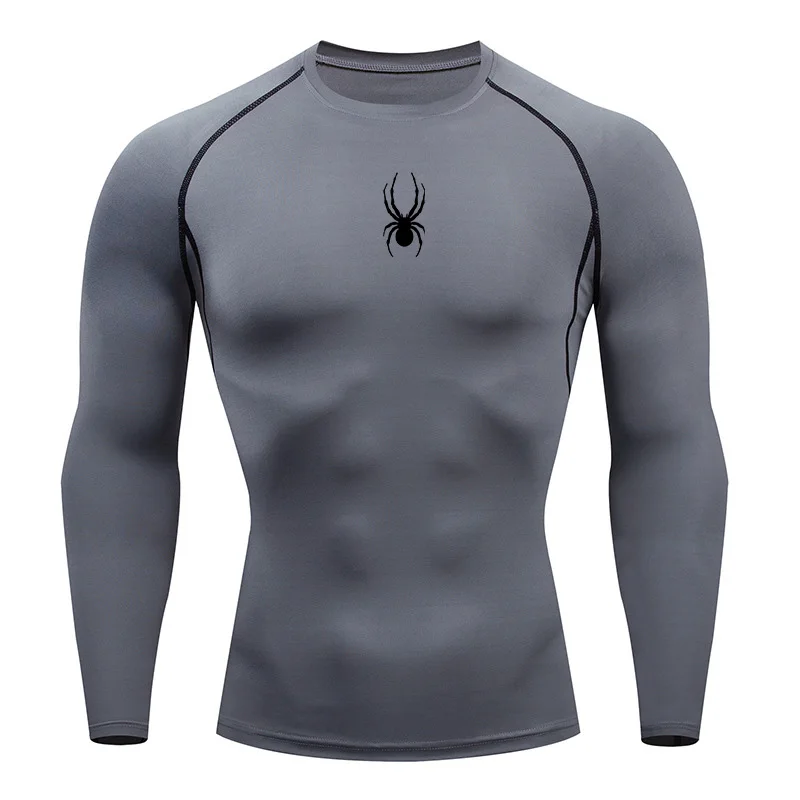 Men's Long Sleeves Spider Fitness Dry Fit T-shirt Gym Compression Shirt Sportswear Outdoor Sports Running Tees Tops Rashgard - Image 4