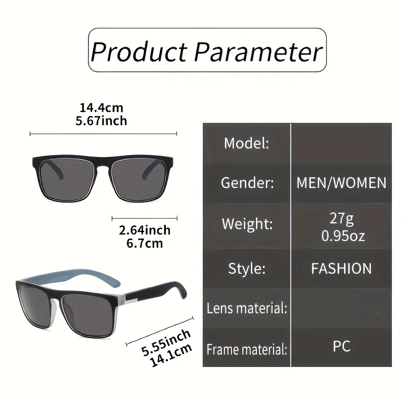 2pcs Square Gradient Mutipcolor Polarized Sunglasses Anti Glare Sun Shades For Summer Party Vacation Travel Driving Fishing - Image 5