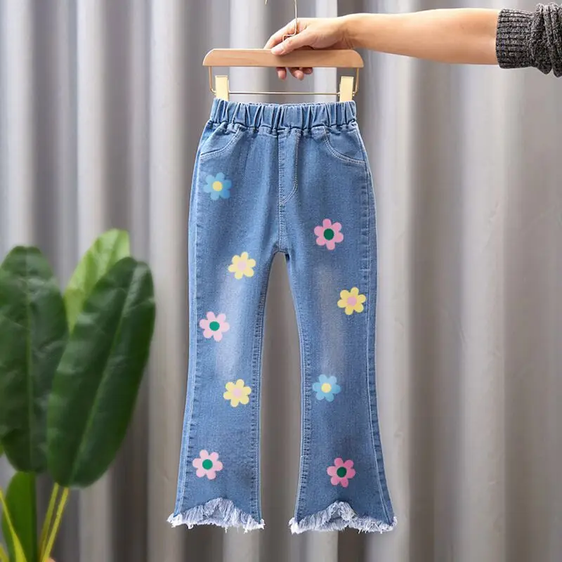 Kids Girls Jeans Pants for 2024 New Spring Autumn Long Flared Jeans Children's Pants 4-10Yrs Girls Cowboy Pants Trousers - Image 2