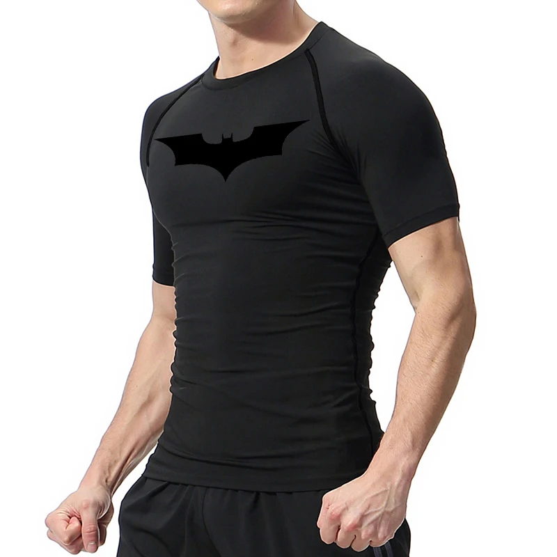 Bat Print Compression Shirts for Men Gym Workout Running Rash Guard Athletic Sport Quick Dry Tshirt Tops Undershirts Baselayers - Image 4