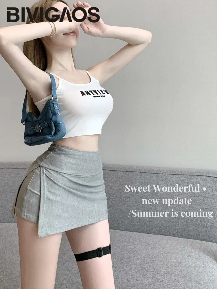 BIVIGAOS Slit Package Hip Skirt Shorts Women Sexy Fake Two-Piece Yoga Mini Short Skirts Hot Girl A-Line Sport Fitness Culottes - Image 4