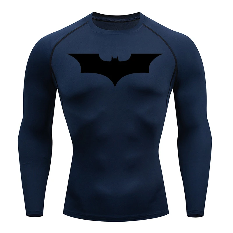Bat Print Compression Shirts for Men Gym Workout Running Rash Guard Athletic Sport Quick Dry Tshirt Tops Undershirts Baselayers - Image 2