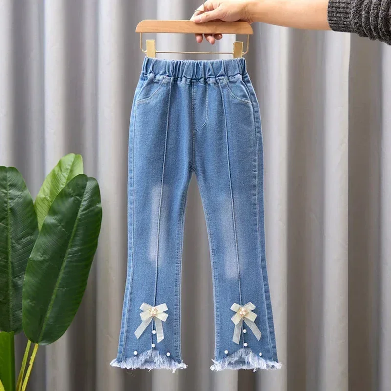 Kids Girls Jeans Pants for 2024 New Spring Autumn Long Flared Jeans Children's Pants 4-10Yrs Girls Cowboy Pants Trousers - Image 3