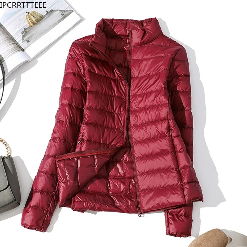 2023 New Autumn Winter Women Warm Jacket Thin Duck Down Coat Super Light Women Casual Stand Collar Down Coat - Image 4