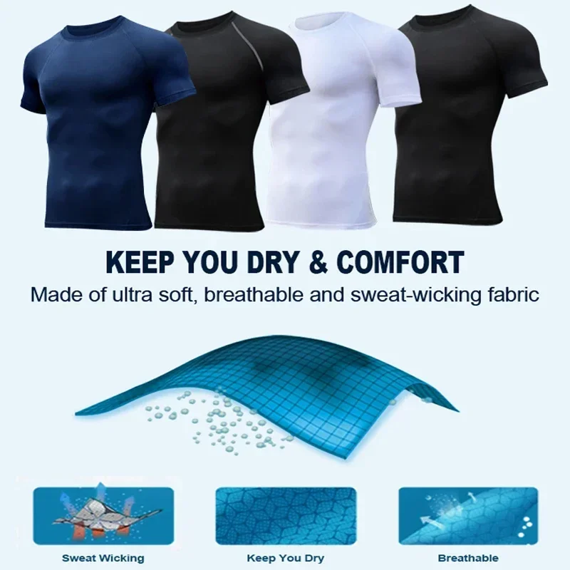 Bat Print Compression Shirts for Men Gym Workout Running Rash Guard Athletic Sport Quick Dry Tshirt Tops Undershirts Baselayers - Image 6