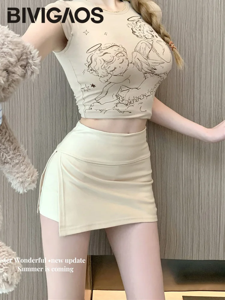 BIVIGAOS Slit Package Hip Skirt Shorts Women Sexy Fake Two-Piece Yoga Mini Short Skirts Hot Girl A-Line Sport Fitness Culottes - Image 2