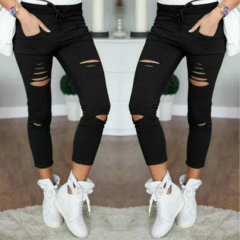 Ripped Jeans for Women Women Big Size Ripped Trousers Stretch Pencil Pants Leggings Women Jeans Woman Jeans - Image 2