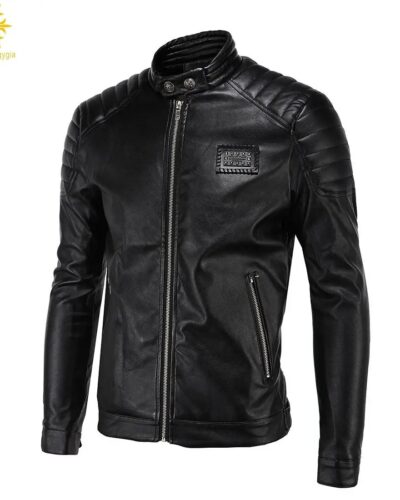 Calipso Ogygia Men’s Faux Leather Pilot Jacket – Sequined Air Force Style Coat with Fur Lining (Up to 5XL)