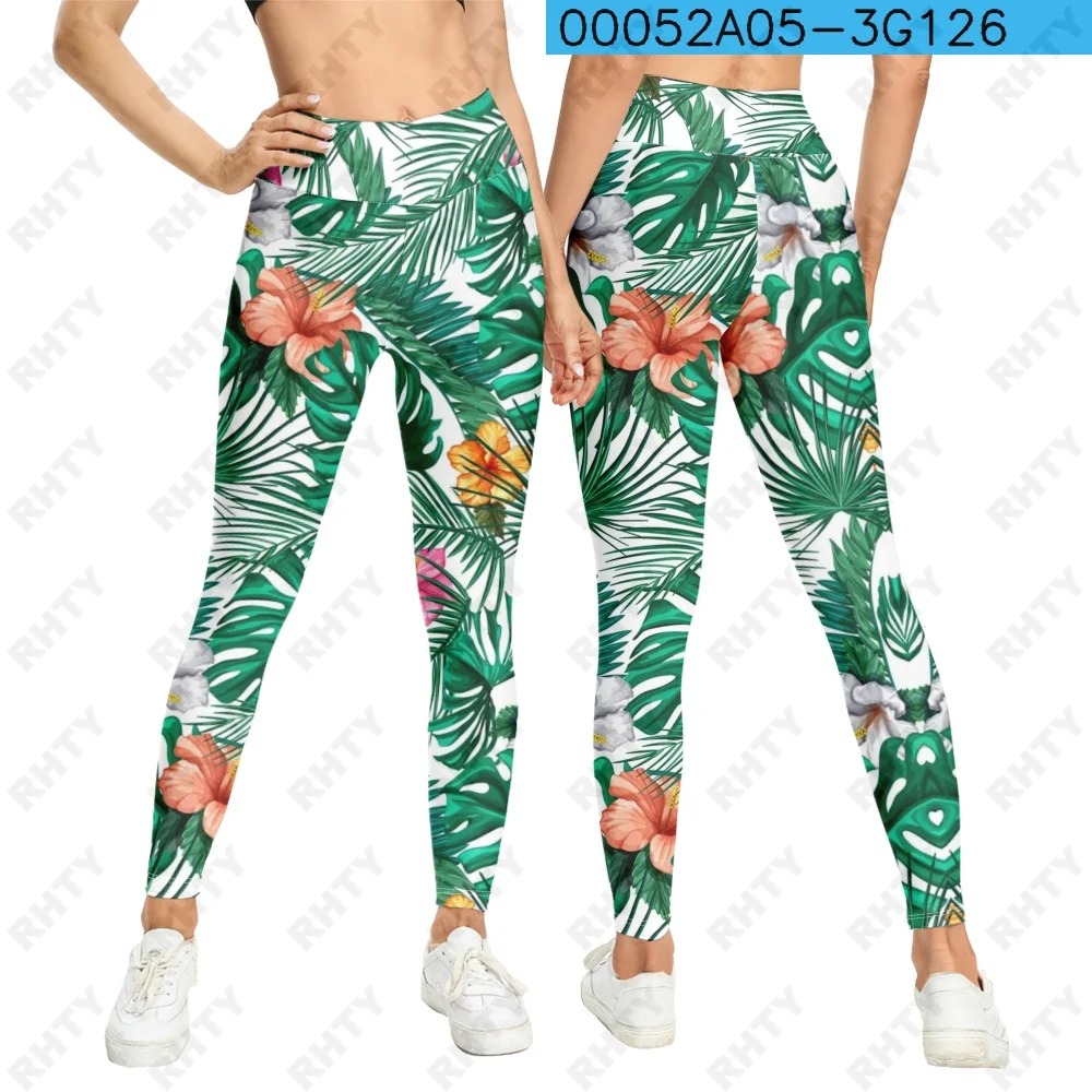 Women’s Flower Tahiti High-Waist Sport Leggings – 3D Yoga & Gym Pants - Image 6