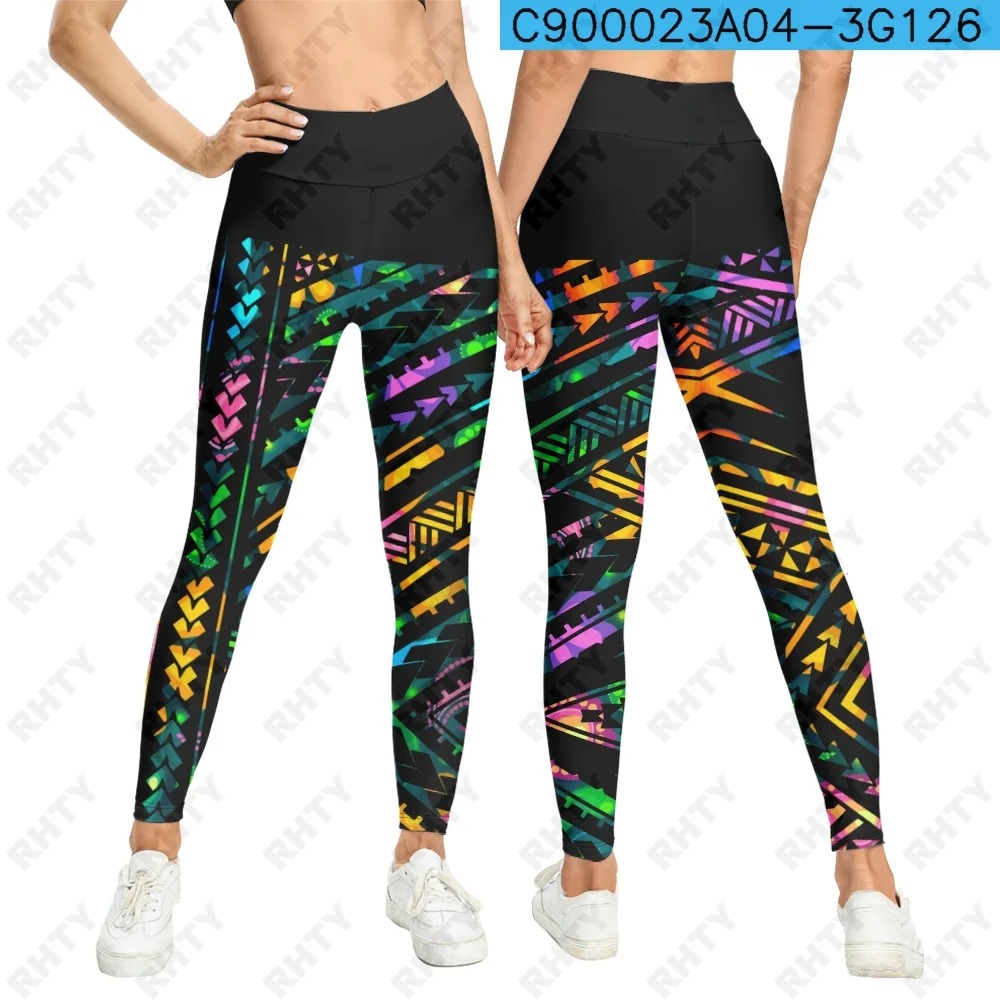 Women’s Flower Tahiti High-Waist Sport Leggings – 3D Yoga & Gym Pants - Image 5