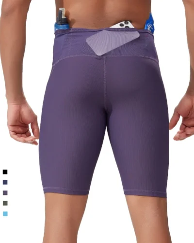 Men’s Quick-Dry Gym Compression Shorts with Mesh Back & Pockets